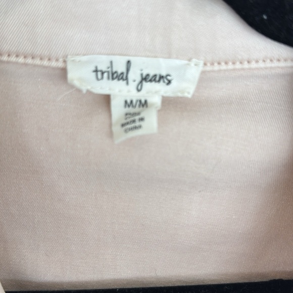 Tribal Women's Pink Distressed Denim Jacket - Picture 3 of 5